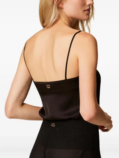 Twinset Top En Satin Avec Dentelle In Black