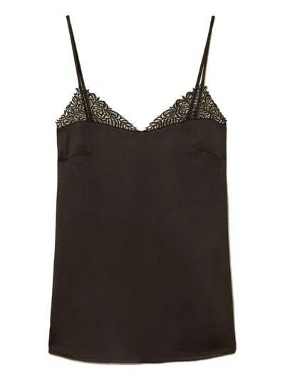 Twinset Top En Satin Avec Dentelle In Black