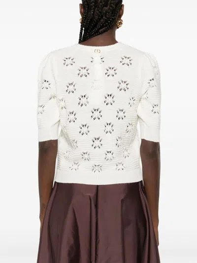 Twinset Floral-pattern Button-down Cardigan In White