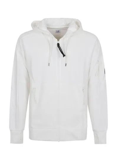 C.p. Company Sweatshirts Hooded Open In Diagonal Raised Fleece In Gray