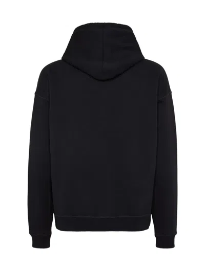 Dsquared2 Hooded Long Sleeve Cotton Sweatshirt In Black