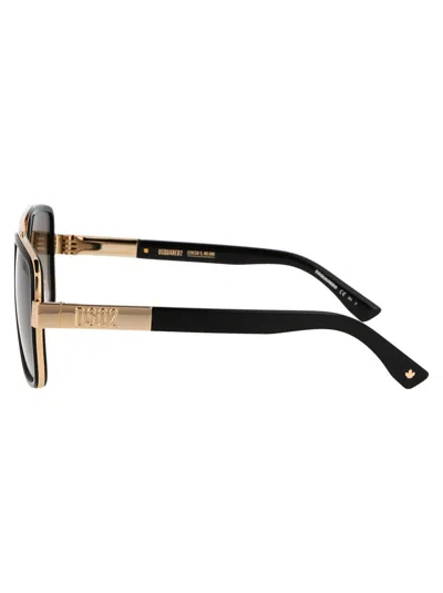 Dsquared2 Gold Black Metal Sunglasses In Black