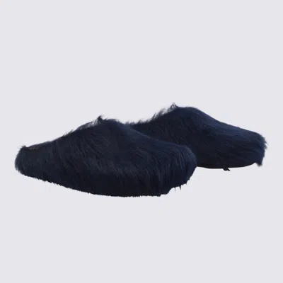 Marni Eclipse Leather Fussbett Flats In Black