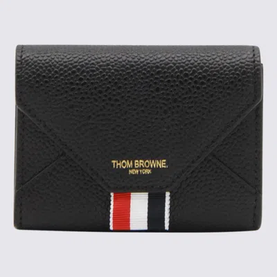 Thom Browne Black Leather Logo Wallet In Black