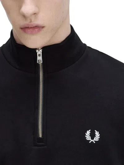 Fred Perry Half Zipper Sweatshirt In Blue