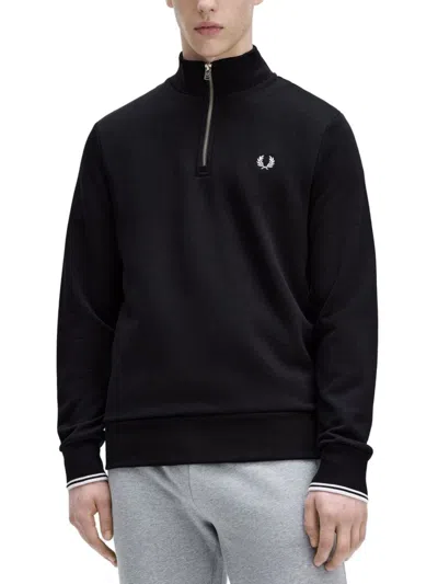 Fred Perry Half Zipper Sweatshirt In Blue