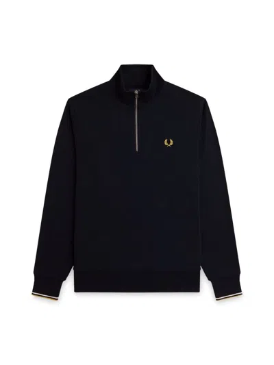Fred Perry Half Zipper Sweatshirt In Blue