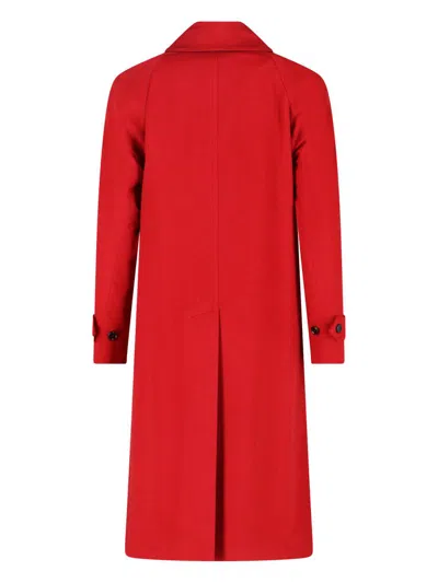 Lardini Red Cashmere Coat With Classic Collar In Red