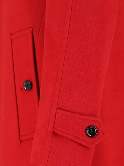 Lardini Red Cashmere Coat With Classic Collar In Red