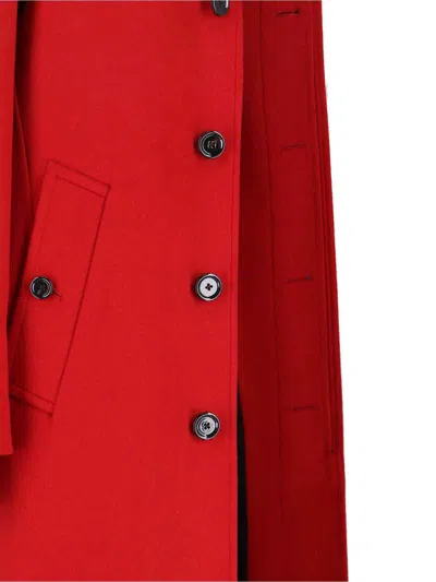 Lardini Red Cashmere Coat With Classic Collar In Red