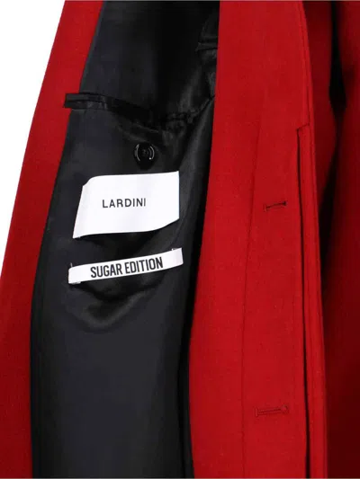 Lardini Red Cashmere Coat With Classic Collar In Red