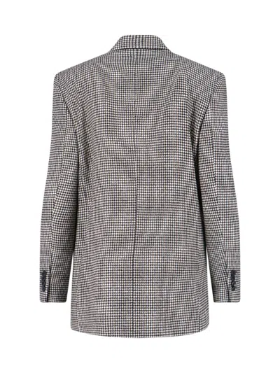Lardini Double-breasted Houndstooth Blazer With Metal Logo Detail In Gray