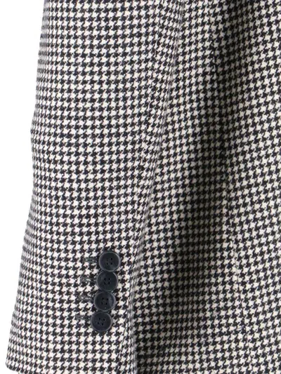 Lardini Double-breasted Houndstooth Blazer With Metal Logo Detail In Gray