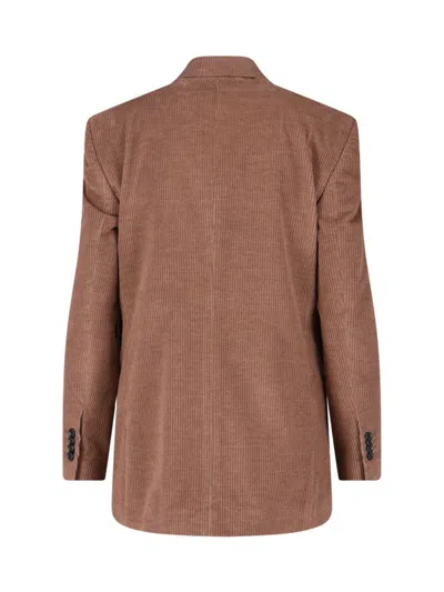 Lardini Corduroy Double-breasted Blazer Notched Lapels In Brown