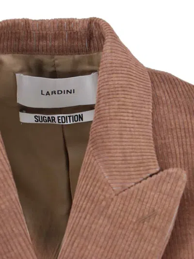 Lardini Corduroy Double-breasted Blazer Notched Lapels In Brown