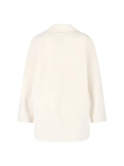 Max Mara Double-breasted Jacket Featuring Notched Lapels In Neutral