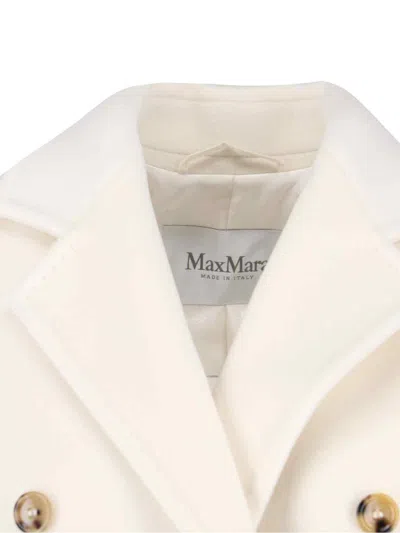 Max Mara Double-breasted Jacket Featuring Notched Lapels In Neutral