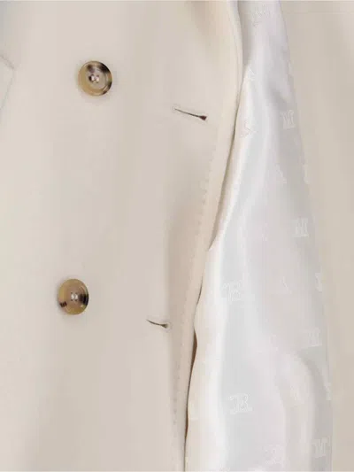 Max Mara Double-breasted Jacket Featuring Notched Lapels In Neutral