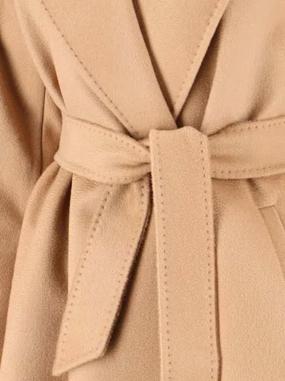 Max Mara Waist Belted Long Length Jacket In Neutral