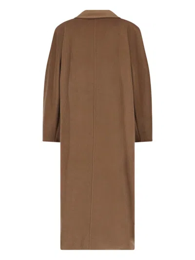 Max Mara 101801 Double-breasted Coat In Brown