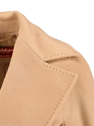 Max Mara Waist Belted Long Length Jacket In Neutral