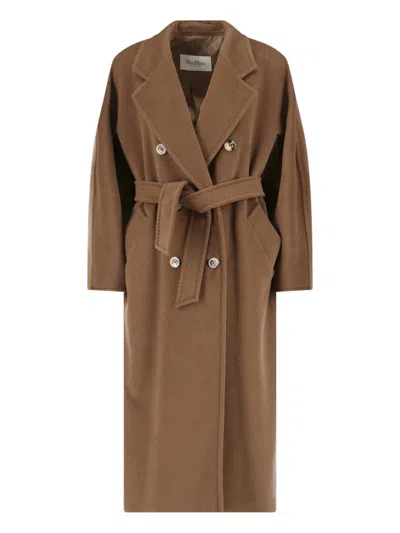 Max Mara 101801 Double-breasted Coat In Brown