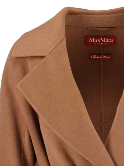 Max Mara Studio Cles Wool And Cashmere Coat In Brown
