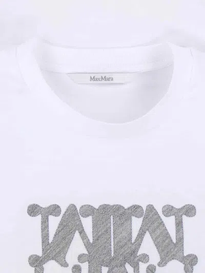 Max Mara Crew Neck Graphic Print Top In White