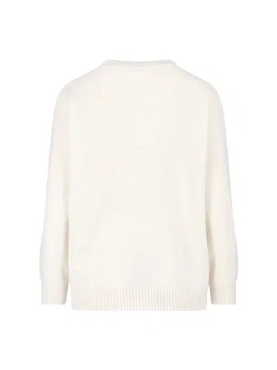 Max Mara Logo-embellishment Crew-neck Sweater In White