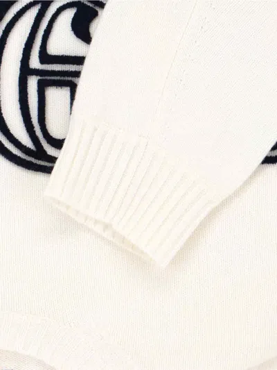 Max Mara Logo-embellishment Crew-neck Sweater In White