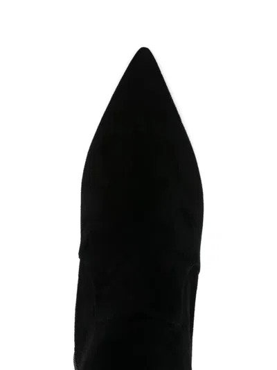 Stuart Weitzman Black Ankle Boots With Stiletto Heel And Zip Closure On The Side In Suede Woman In Black