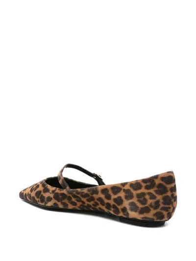 Stuart Weitzman Leopard Print Pointed-toe Ballet Flats In Brown
