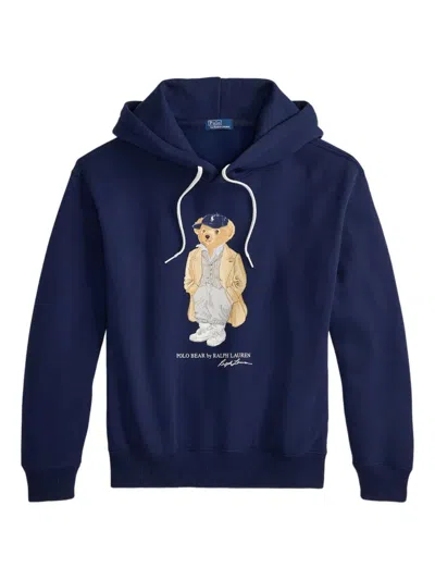 Polo Ralph Lauren Navy Blue Polo Bear Hoodie In Blue