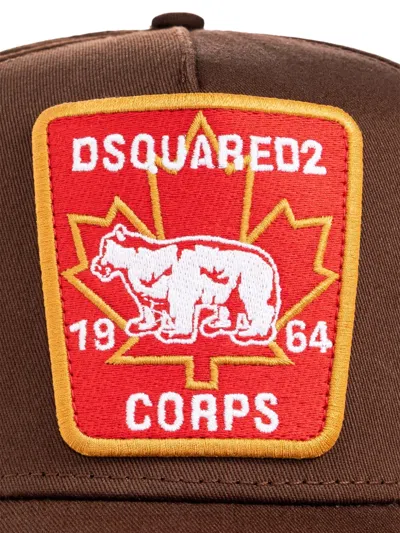 Dsquared2 Bear-maple Leaf Patch Cap In Brown