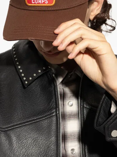 Dsquared2 Bear-maple Leaf Patch Cap In Brown
