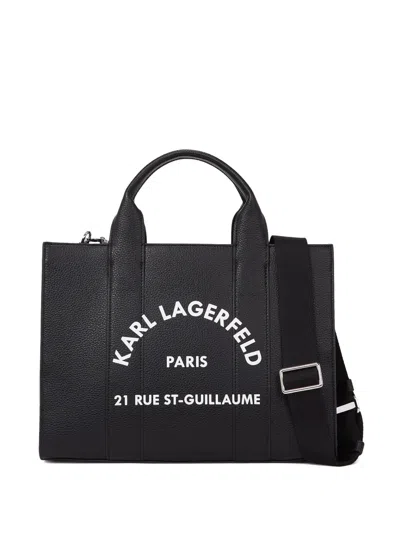 Karl Lagerfeld Medium Rue St-guillaume Logo Tote Bag In Black