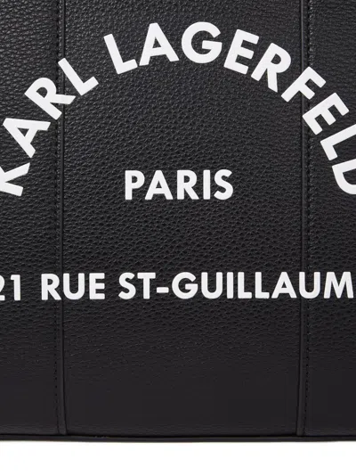 Karl Lagerfeld Medium Rue St-guillaume Logo Tote Bag In Black