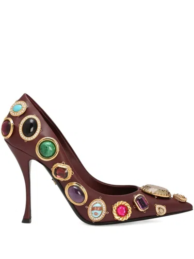 Dolce & Gabbana 105mm Jewel-embellished Pointed-toe Pumps In Brown