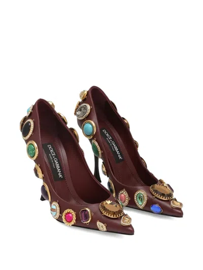 Dolce & Gabbana 105mm Jewel-embellished Pointed-toe Pumps In Brown