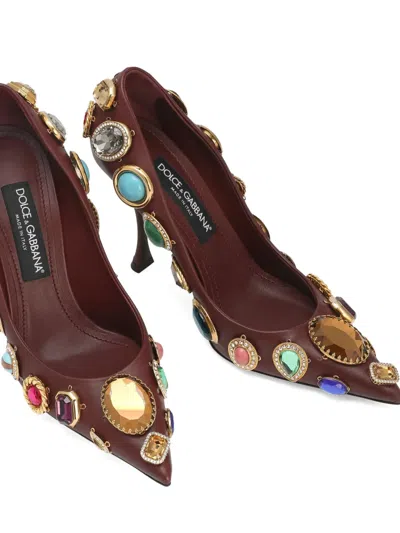Dolce & Gabbana 105mm Jewel-embellished Pointed-toe Pumps In Brown
