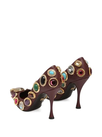 Dolce & Gabbana 105mm Jewel-embellished Pointed-toe Pumps In Brown