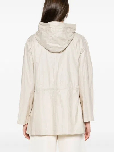 Fay Linen And Cotton Blend Parka Coat In Neutral