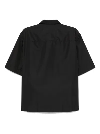 Givenchy Pointed Collar Short-sleeve Zipped Shirt In Black