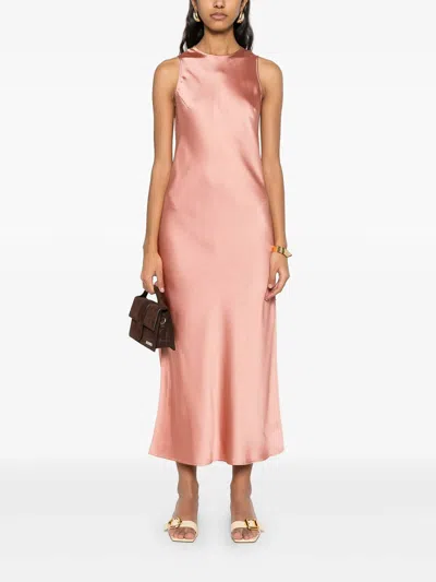 Herno Satin Midi Dress In Pink