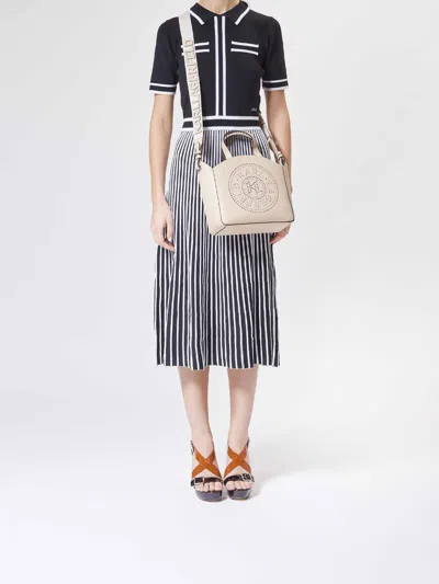 Karl Lagerfeld K/circle Perforated Small Tote Bag In Brown