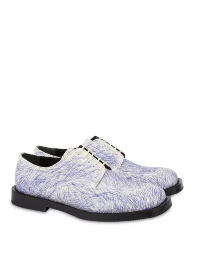 Moschino Derby In Printed Canvas In Multi