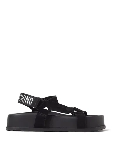 Moschino Sandal With Logo In Black
