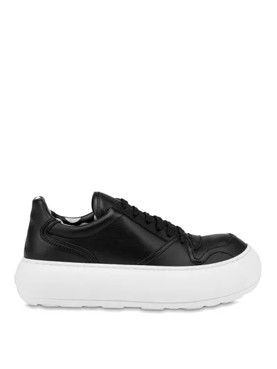 Moschino Leather Sneakers In Black