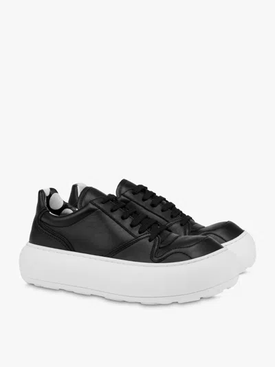Moschino Leather Sneakers In Black