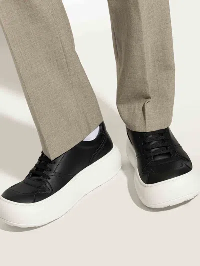 Moschino Leather Sneakers In Black